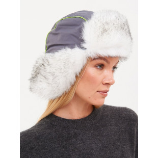 Шапка ушанка зимняя Siberia lady тк. Breathable цв. бирюза/серый р-р 54-56