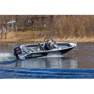 Лодка VOLZHANKA 46 Fish серый, черный с мотором YAMER EF60 FVEL-T 46F 60 F625
