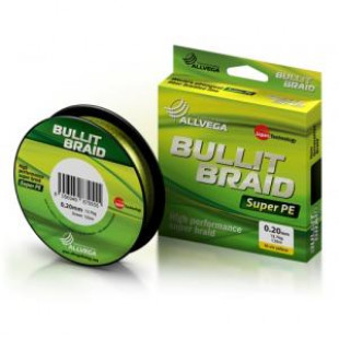 Плетёный шнур ALLVEGA "Bullit Braid"135м,флуо-жёлт.,0,10мм(5,5кг)