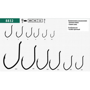 Крючки Maruto 8832 BN №8/0 (3шт)