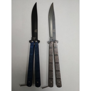 Нож бабочка серебро, синий