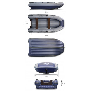 Надувная моторная лодка ФЛАГМАН-DK 320 с доп. опциями: тент носовой, якорный рым, накладки на банки