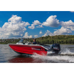 Лодка VOLZHANKA 46 Fish серый, красный с мотором YAMER EF60 FVEL-T 46F 81 A625