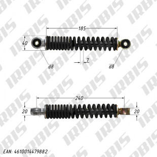 Амортизатор гусеничного блока малый Т150 L-240mm, D-8mm, d-8mm