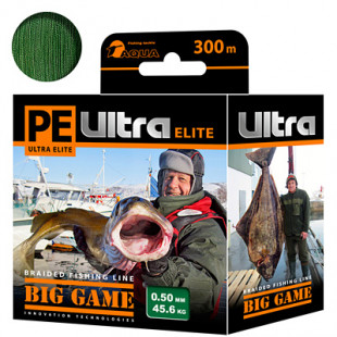 Плетеные шнуры Aqua PE Ultra Elite Big Game 0,60 мм 300м темно-зеленый