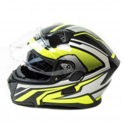 Шлем мото модуляр HIZER J5906 #1 (XL) black/neon yellow (2 визора)