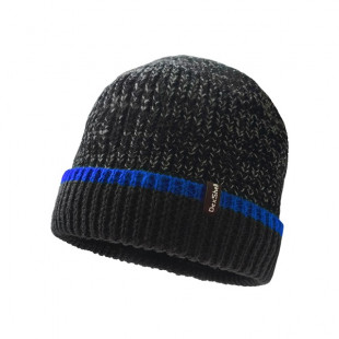 Шапка водонепроницаемая Dexshell Cuffed Beanie черная с cиней полоской, размер L/XL