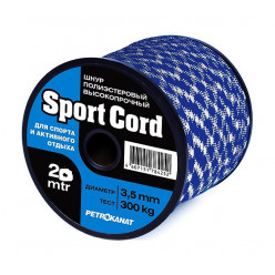 Шнур плетеный Sport Cord 3,5мм тест 300кг 16 прядей 25м двухцветный катушка