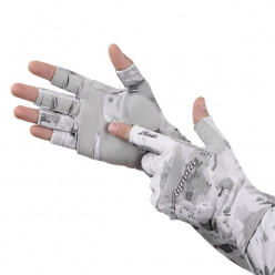 Перчатки для рыбалки летние Aquatic UPF50+ (цвет: WHITE CAMO, размер L/XL)