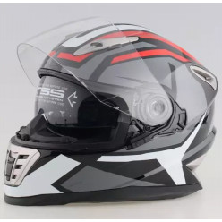 Мотошлем RACER JK802 (L) серый/красный  (9) интеграл