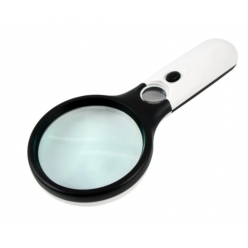 Лупа двойная с подсветкой СЛЕДОПЫТ, кратность 3х и 4,5х, вес 120 гр, d л 7 и 1,7 см, без бат