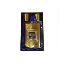 Подароч набор фляжка 9 oz + 2 стопки золото