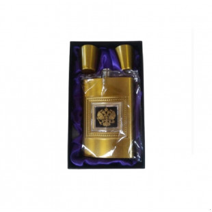 Подароч набор фляжка 9 oz + 2 стопки золото
