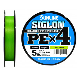 Плетеный шнур SUNLINE SIGLON PE 4 #0.3/5LB 150м Light Green