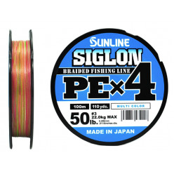 Плетеный шнур SUNLINE SIGLON PE4 #3.0/50LB 100м Multi Color