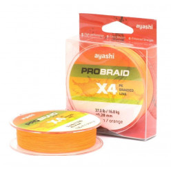 Плетеный шнур Ayashi PRO BRAID-X4 (orange) d-0.16mm