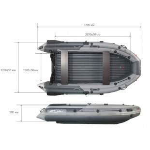 Лодка SKAT TRITON 370 NDFi  с интегрированным фальшбортом (тёмно-серо-серая)