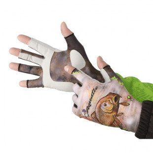 Перчатки для рыбалки летние Aquatic UPF50+ цв.carp camo, р-р L/XL