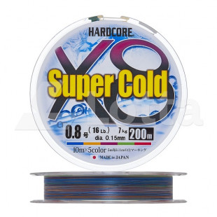 Плетеный шнур Duel PE Hardcore Super Cold  X8 200м 5color # 0.8 / 7.0 kg