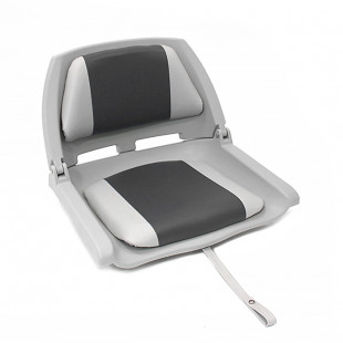 Сиденье пластмассовое складное с подложкой Molded Fold-Down Boat Seat,серо-чёрное (арт.75109GC)