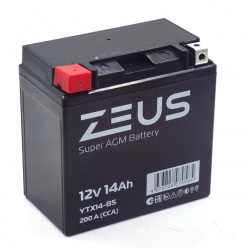 Аккумулятор ZEUS SUPER AGM 14 Ач п.п. YTX14-BS