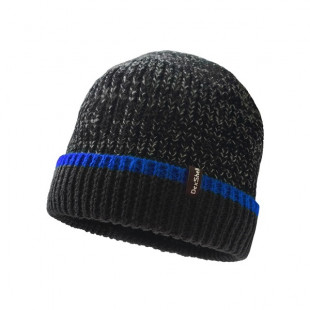 Шапка водонепроницаемая Dexshell Cuffed Beanie чёрная с синей полосой р-р S/M